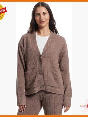 Soft Recycled Polyester Cardigan Button Front Layering Sweater